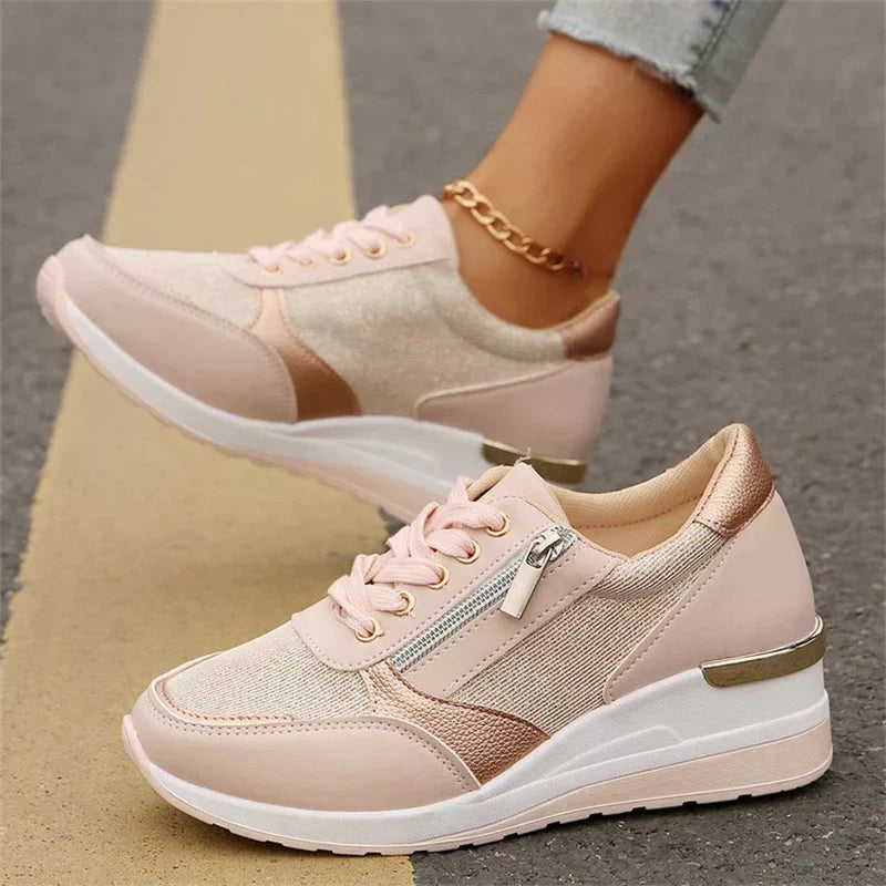 Nouvelles Baskets À Lacets Et Fermeture Éclair Latérale Pour Femmes