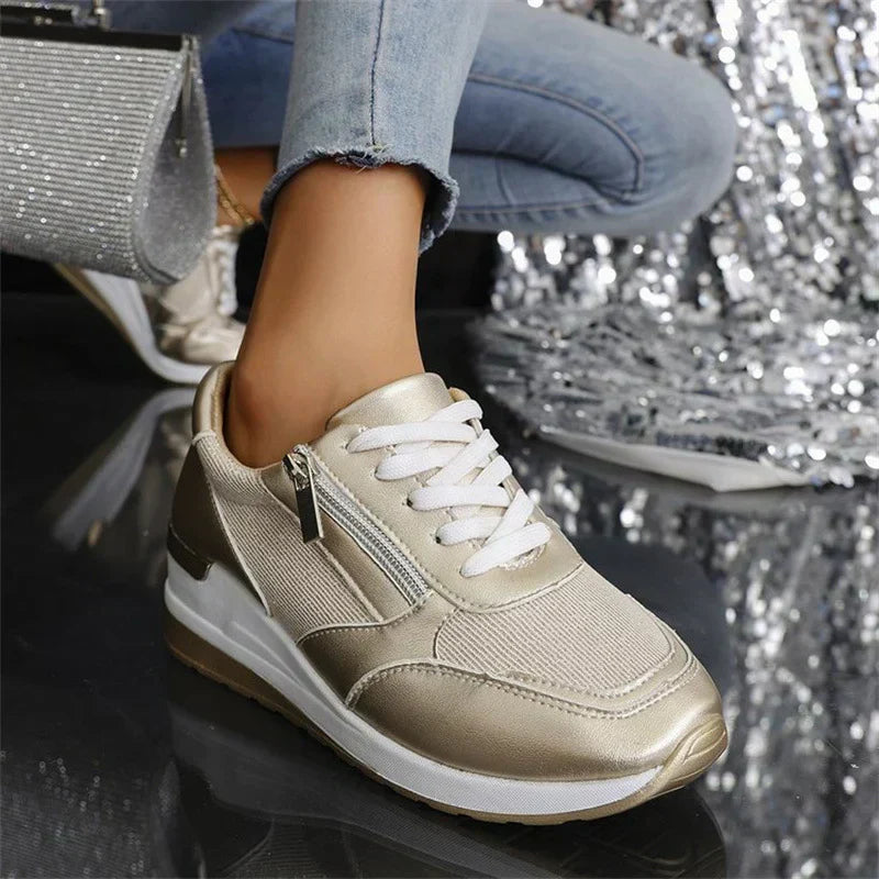 Nouvelles Baskets À Lacets Et Fermeture Éclair Latérale Pour Femmes