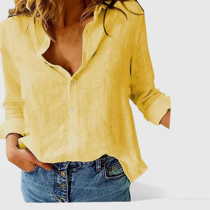 Harper | Chemise Lin Boutonnée Col Festonné